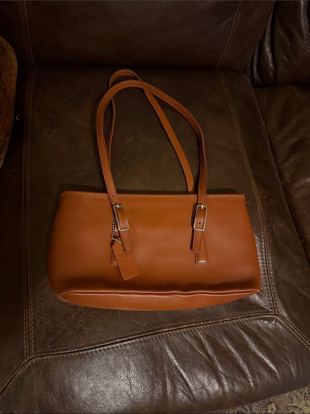 Coach light brown small shoulder purse
